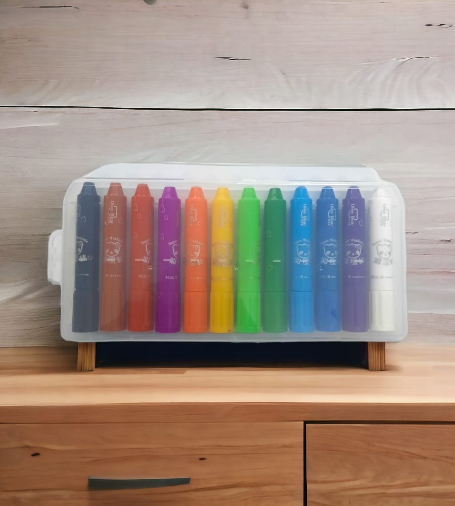 Ulee Bear Oil Pastel Silky Crayon Super Washable for kids (Pack of 12, Multicolor)